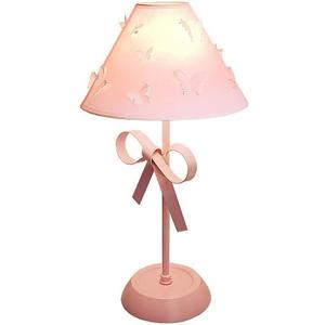 Pink Bow Desk Lamp for Girls Room Nordic Metal Table Lamp for Girl's Bedroom Dcor Cute Coquette Table Light with Fabric Stitch Shade Modern Children Bedside Lamp Kids Reading Lighting (Pink)