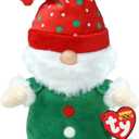 TY Beanie Boo Regular 15 cm Gnolan Gnome Green Xmas 2023 and TY Beanie Boo GNEWMAN - Christmas Gnome with Hat - 6"