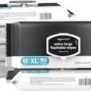 Amazon Basics Extra Large Flushable Wipes, 360 wipes (6 packs of 60), Adult Wet Wipes and Resealable closure