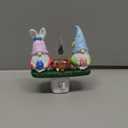 Gnomes Campfire Flickering Nightlight, Rabbit Night Light Plug into Wall Easter Night Light with Switch, Gnomes Decorations for Home (Easter Gnomes)