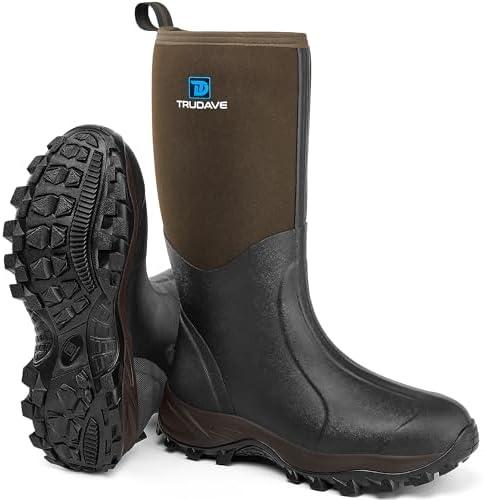 Rubber Boots for Men & Women with Steel Shank, Reliable 6mm Neoprene Waterproof Insulated Rain Boots, Warm Anti-slip High Traction Multi-season Dry Mud Boot for Outdoor Work Hunting, Size 12