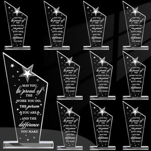 10Pcs Employee Appreciation Awards Gifts Inspirational Thank You Acrylic Trophy for Coworker May You Be Proud of The Work You Do Prizes Giftsfor Adults Employee Party Office Decorations