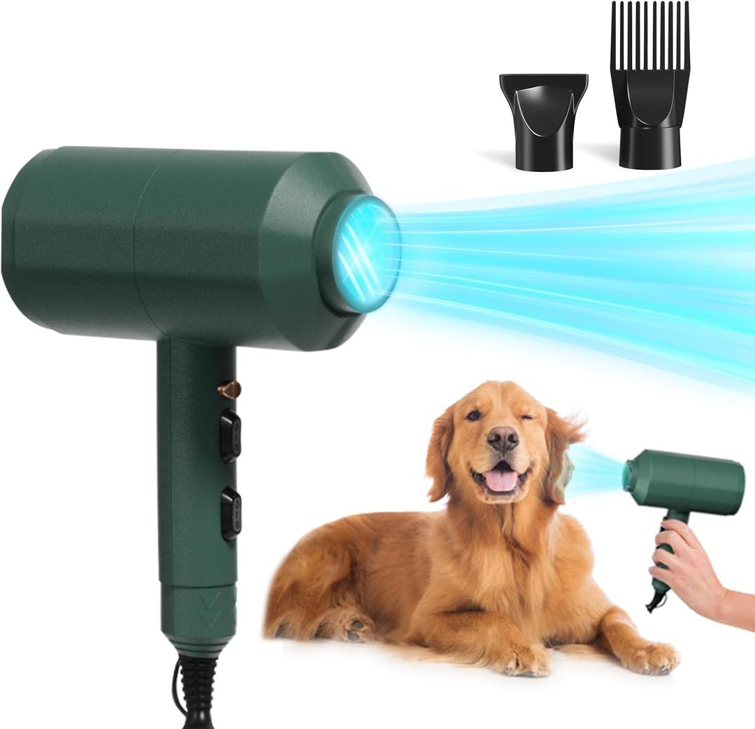 Dog Cat Hair Dryer,Professinal Double Force Grooming Blower Dryer for Medium/Small Pets, Green