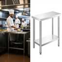 NSF 24 x 12 Inches Stainless Steel Table for Prep & Work, Commercial Heavy Duty Food Prep Worktable with Undershelf for Restaurant, HotelSmall Kitchen, Food Truck, Home Bars