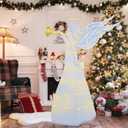 WILLBOND 5 ft Christmas Angel Cardboard Cutout Stand up with Light String Winged Angel Figurines Photo Props Large Lighted Christmas Sign for Xmas Holiday Backdrop Party Decoration