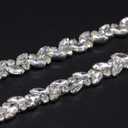 Jerler 1 Yard Rhinestone Trim, Crystal Rhinestone Chain Applique, Ideal for DIY Decoration and Wedding Clothing Embellishments, 0.6" Width (Crystal)
