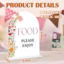 Food Please Enjoy Sign - Wildflower Baby Shower Sign, 1 Pack Arch Acrylic Sign with Stand, Gender Reveal Party Table Decor, Floral Baby Shower Supplies (SE46)