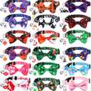 Kacctyen 18 Pcs Holiday Cat Collars 4th of July Patriotic Cat Collars Independence Day Memory Day Decoration Breakaway Adjustable Kitten Bow Tie Bulk Pet Kitten Bowtie Decor(Small)