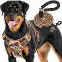 Heavy Duty Tactical Dog Harness for Large Dogs, No Pull Adjustable Pet Harness Reflective Service Training Easy Control Pet Vest Military K9 Working Dog Harnesses- Large, Desert Camo
