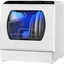 AIRMSEN Portable Countertop Dishwasher, No Hookup Needed, 6 Programs, 1-Hour Hot Air Drying & 72-Hour Air Circulation, Built-in Water Tank, for Home, Apartments & RVs