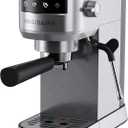 Frigidaire Steam Espresso Maker, Coffee Machine with Milk Frother & Cup Warmer, 20 Bar Pressure, 34 oz Removable Water Tank, Single or Double Shot, Stainless Steel