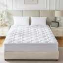 CozyLux Queen Mattress Pad - Cotton Cooling Queen Mattress Topper up 8-21" Deep Pocket Quilted Fitted Mattress Cover, Breathable & Soft Mattress Protector, 450GSM Thick Pillow Top (60"x80", White)