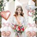 54Pcs Bridal Shower Decorations with Rose Gold Bride to Be Banner, Balloons, Crown, Sash and Veil, Tablecloth, Tattoos and Cake Toppers, Bachelorette Party Decorations Accessories