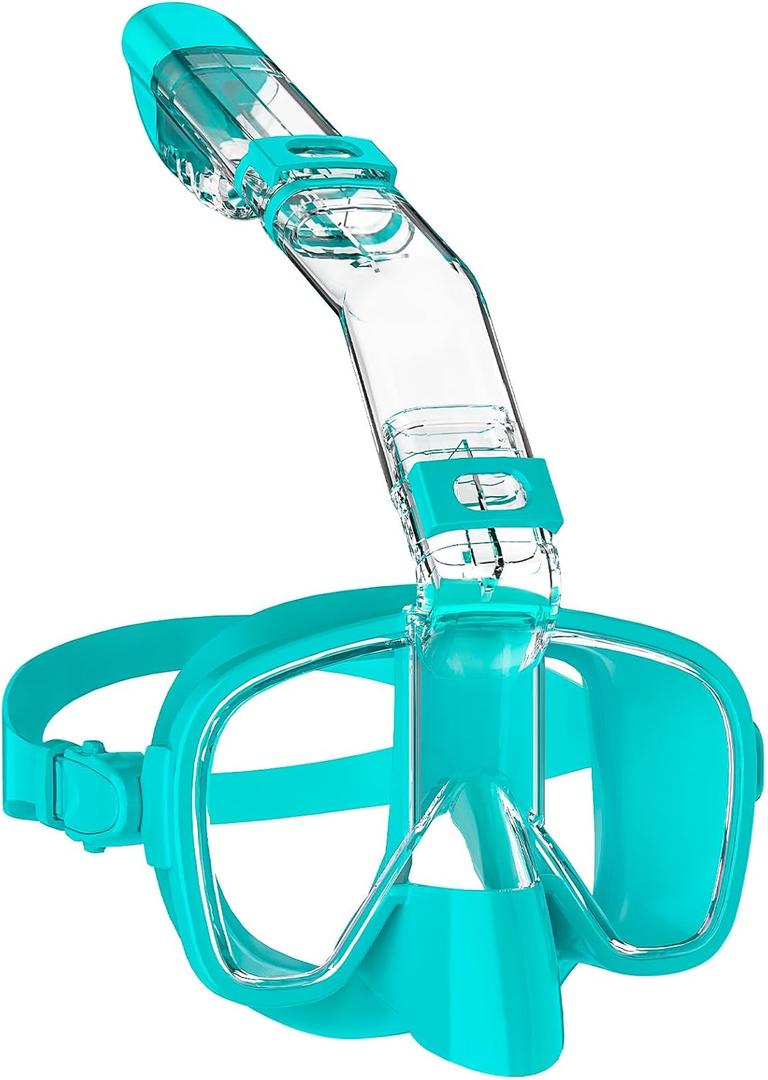 W WSTOO Multifunctional Snorkel Swim Mask That Allows You to Breathe Through Your Nose, 180 Degree Panoramic View, Anti-Fog Anti-Leak Snorkeling Gear for Adults, Best Gift for Summer Holiday Travelers (Small, Green)