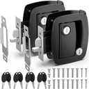BEBOBLY RV Door Lock Replacement, Aluminum Alloy Lighter RV Door Latch with Paddle Deadbolt & 4 Keys, 100% Metal Camper Door Locks, RV Entry Door Lock for Travel Trailers Cargo Hauler, Black, 2 Packs