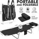 3 in 1 Women Comfort Backpack Tanning Beach Chair with Face Hole & Cushion | Portable Folding Lounge Sun Chair for Adults Outside Reading Sunbathing Poolside Camping | Reclining 6 Position, Black