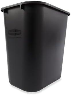  3 Pack B&M Rubbermaid 295600Bk Deskside Plastic Wastebasket, Rectangular, 7 Gal, Black.