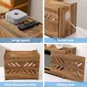 Solid Wood Projector Shelf Router Shelf Projector Stand Router Storage Box Router Cover Organized Modem Cable Power Strip Cable Management Hider Rack by Need Assembly (Rustic Brown)