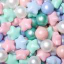 GOGOSO 100 Non-Toxic Play Balls for Kids - Soft, Crush-Proof, and BPA-Free Pit Balls in Fun Colors for Indoor/Outdoor Playtime (pink blue green white star balls)