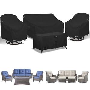 ANartcle Patio Furniture Covers 4 Piece Set, 600D Waterproof Heavy Duty Outdoor Furniture Covers,Fit Wicker Patio Sofa, Swivel Rocker Chair and Coffee Table,Black