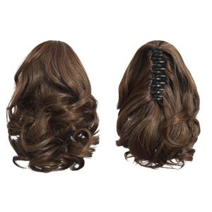 Brown Ponytail Extension, 9" Short Claw Clip in Ponytail Hair Extensions Hair Piece Natural Soft Synthetic Curly Wavy Pony Tail Hair Pieces for Women