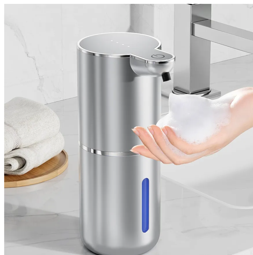 Automatic Soap Dispenser, Touchless Automatic Foam Soap Dispenser 380ML, USB Charging 4 Adjustable Levels Wall Mount for Kitchen & Bathroom, Silvery