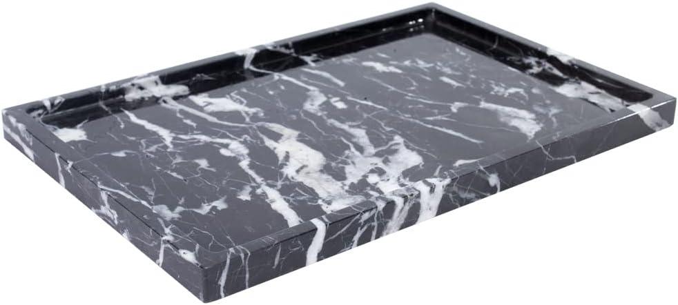 100% Natural Marble Serving Tray Luxury Calaccata Viola Marble Storage Tray for Home Decor Stone Tray for Bathroom/Kitchen/Vanity/Dresser,Plate Holder for Tissues, Candles, Towel