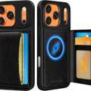 for iPhone 17 Pro Max Case with Wallet - Fits 4 Card Slots, Compatible with MagSafe for Women Men Durable PU Leather Credit Card Holder Kickstand Phone Cover for Apple 17 Promax, Black