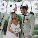 White Bride Balloons 40 inch with Ribbon Bows for Bridal Shower Bride to Be Bachelorette Party Decorations Wedding Engagement Party Dcor (Blue)