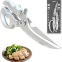 2 x Vexrythm Heavy Duty Poultry Shears - Effortlessly Cut Chicken, Meat & Veggies with Non-Slip Handle, Safety Lock & Spring Loaded Design! Dishwasher Safe Kitchen Shears!