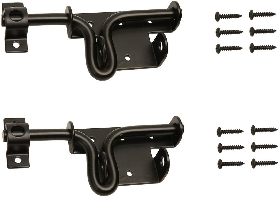 LAJIAOZ 2Pcs Black Heavy Duty Slide Bolt Gate Latch with Padlock Hole - Solid Hardware Thickened Metal Sliding Bolt Door Locks Gate Latches for Shed Door,Wooden Fences,Barn Doors,Outdoor Latch