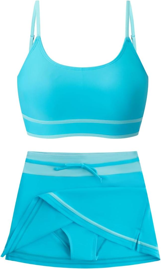 Girls Swimsuits 2 Piece Bathing Suit Bikini Set with Padded High Waisted Beach Swimwear for Girls 11-15 Years