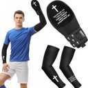 Christian Sliding Mitt and Arm Sleeves Set for Teen 13+, Ambidextrous Religious Baseball Softball Sliding Glove with Cross, Hand & Arm Protection Gear