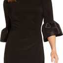Adrianna Papell Womens Short Draped Jersey Dress (10, Black)