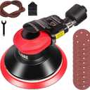 Air Sander with vacuum  6 Inch DA Palm Sander for auto body, High-Speed Random Orbital Pneumatic Sander for Woodworking & Auto Polishing (including 12 sandpaper + accessories)