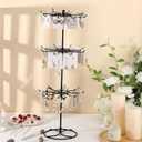 Tandefio 2 Pcs Rotating Bracelet Display Stand Jewelry Rack Metal Adjustable Display Holder with Hooks Organizer for Necklace(3 Tier)