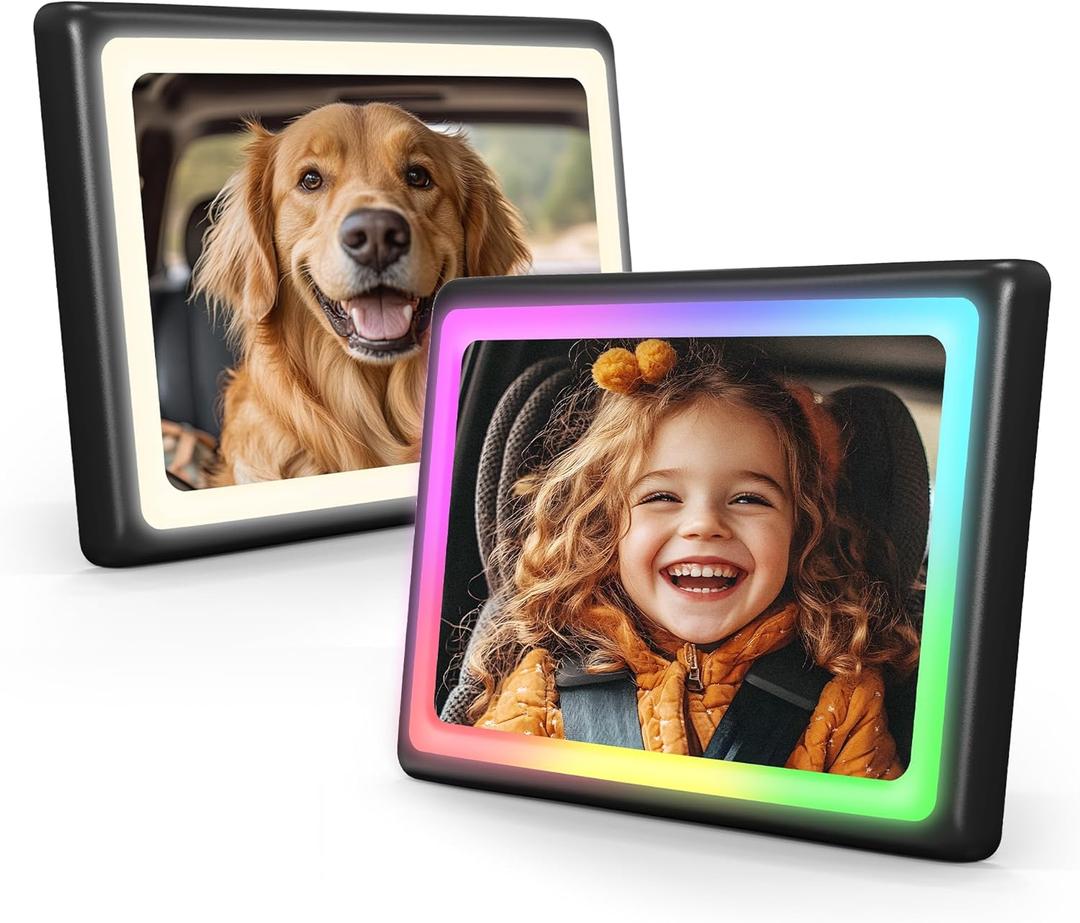 Baby Car Mirror with Light 2-Pack, 7 RGB Colors, 360 Adjustable Rear Facing Car Seat Mirror, Wide Clear View & Shatterproof Safety for Infant Newborn Toddler with Remote