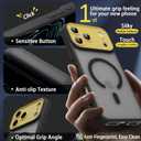 4 x 4 in 1 Magnetic for iPhone 17 Pro Max Case [with 1X Screen Protector, Braided Cable, Removable Lens Case] [Mil-Grade Drop Protection] Shockproof Slim Translucent Matte Protective Phone Case, Black