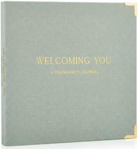 Beautiful Linen Pregnancy Journal and Detailed Memory Book with Stickers and Keepsake Pocket - Lovely Must Have Gift for Expecting First Time Moms - The Perfect Planner to Track Pregnancy Milestones