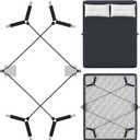 HOUSE AGAIN Bed Sheet Straps, Manually Adjustable Fasteners with Metal Clips, Bed Sheet Holder for Corner Fitted Sheet Tightening, Strength Cord Lock Keep Sheet in Place, Fits All Mattress Sizes
