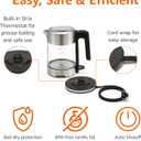 Amazon Basics Electric Kettle with Glass Carafe for Tea and Coffee, BPA-Free, Fast Boiling, Auto Shut-Off, Boil-Dry Protection, Water Level Indicator, 1.7 Liter, 1500W, Black and Silver