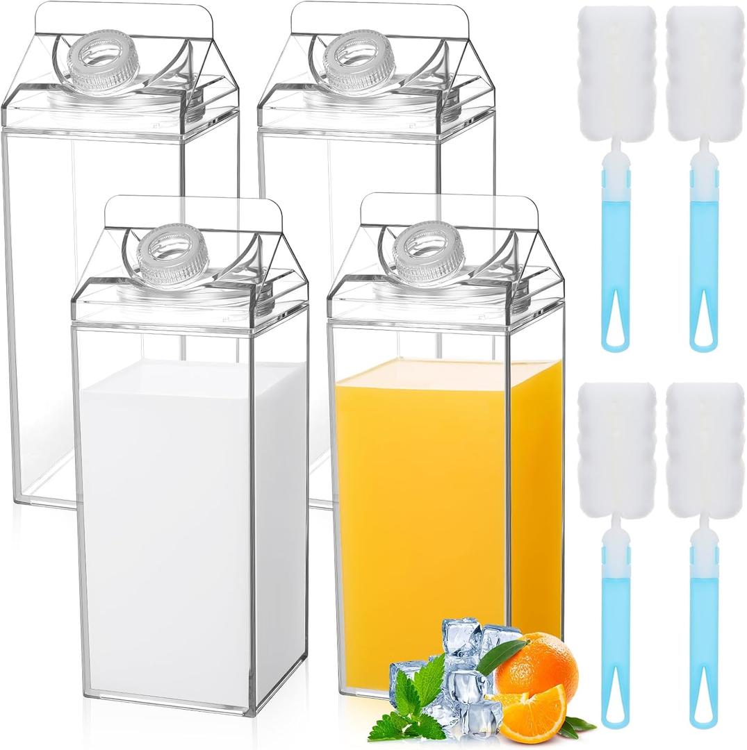3 Pack 64 oz Large Milk Carton Water Bottle with Cleaning Brush Clear Plastic Milk Bottle Portable Leakproof Juice Container Reusable for Refrigerator for Outdoor Climbing Tour or Camping 3 Pack 64 oz Large Milk Carton Water Bottle with Cleaning Brush Clear Plastic Milk Bottle Portable Leakproof Juice Container Reusable for Refrigerator for Outdoor Climbing Tour or Camping