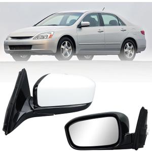 Left Driver Side Mirror Compatible with Honda Accord 2003 2004 2005 2006 2007 Non-Heated Manual Folding Power Glass Door Mirrors Paintable White Partslink #HO1320152