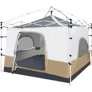 REDCAMP Canopy Camping Tent for Pop Up Canopy Tent, Inner Tent Converts Straight Leg 10'x10' or 10'x20' Canopy into Camping Tent, Fits 4-6 Person(Frame/Shelter NOT Included) (Khaki)