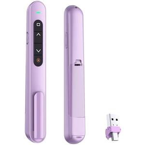 QUI Presentation Clicker for PowerPoint, RF 2.4GHz USB C Wireless Presenter Remote with Volume Control, PowerPoint Clicker Slide Advancer for Mac, Windows, Laptop, Keynote, Purple