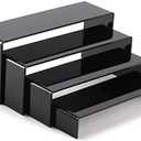 A+ DESIGN Acrylic Display Risers Suitable for Cupcake Retail Shoe Showcase Jewelry Funko Pop Figures (Black 3 Pack Set)