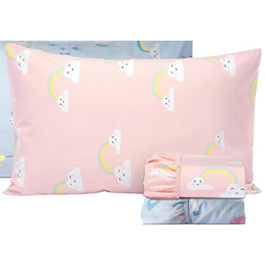 Salt Earth 100% Cotton 210TC Kids Bedsheet, Twin Sheets Set for Toddler Bed, 3 Piece Bedding Set Including Flat Sheet, Fitted Sheet, and Pillowcase, Themed Cute Sheets, Playful Kids Bed (Unicorn Rainbow)
