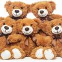 5 Pack Teddy Bears Bulk Teddy Bear Stuffed Animal Baby Shower Bear Plush Gifts for Christmas Valentine;s Day Mother's Day for Kids or Adults (5 Dark Brown)