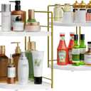 2 Pack Bathroom Counter Organizer, 2 Tier Corner Bathroom Counter Organizer Wooden Vanity Organizers for Bathroom Organizers and Kitchen Storage Dresser Decoration