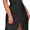 Womens Tube Top Split Dress Cut Out Strapless Dress Off The Shoulder Dresses Club Vacation Beach Dresses for Women (Small, Black)